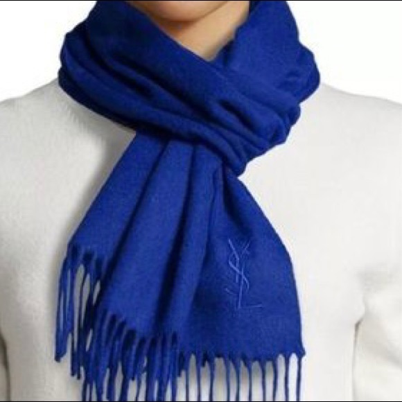 New in package, Yves Saint Laurent Logo-Embroidered Wool Scarf - Picture 3 of 10